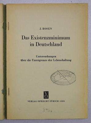 B 220 : Das Existenzminimum in Deutschland (1939)