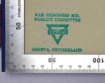 - (YMCA), Stempel: Name, Ortsangabe, Zeichen; 'War prisoners aid.
World's committee
YMCA
Geneva, Switzerland'.  (Prototyp);B 345 : Reference Manual of Government Positions (1939)