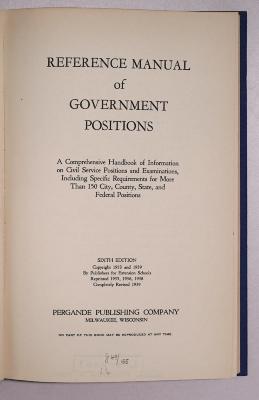 B 345a : Reference Manual of Government Positions (1939)