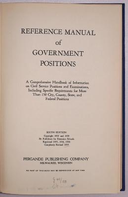 B 345 : Reference Manual of Government Positions (1939)