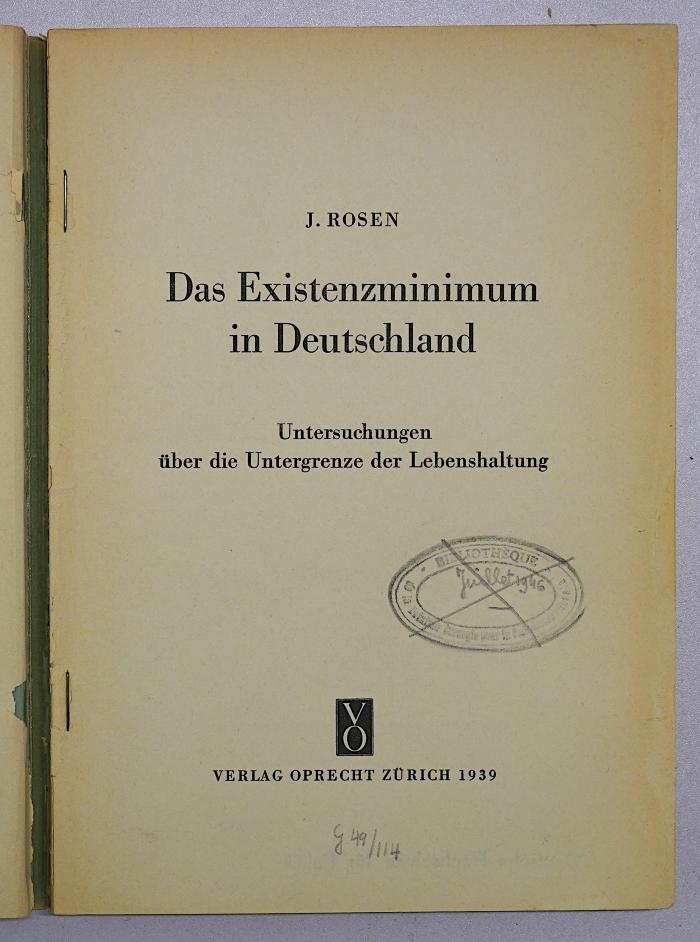 B 220 : Das Existenzminimum in Deutschland (1939)