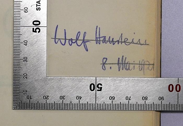 B 135 : Grundzüge der ökonomischen Theorie (1923);- (Hanstein, Wolfgang), Von Hand: Autogramm, Name; 'Wolf Hanstein 8. Mai 1921'. 