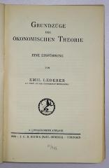 B 135 : Grundzüge der ökonomischen Theorie (1923)