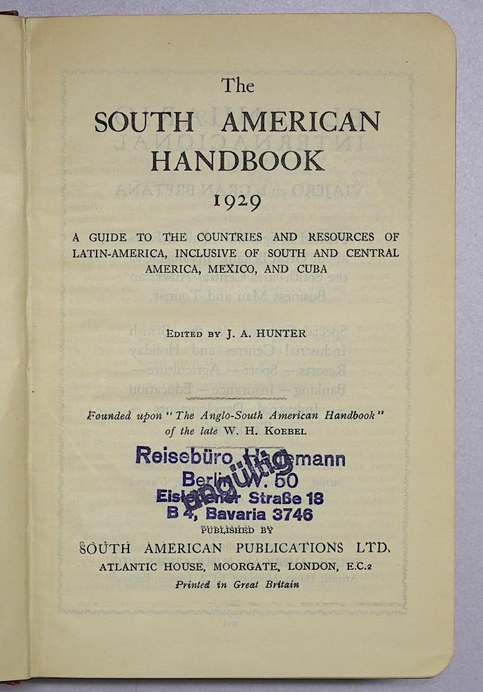 B 190 (1929) : The South American Handbook 1929