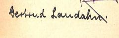 - (Laudahn, Gertrud), Von Hand: Name; 'Gertrud Laudahn.'. 