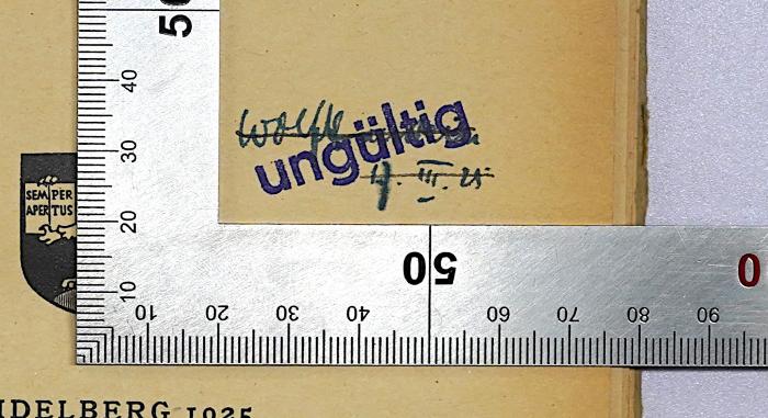 B 276 : Die Grundzüge der Sowjetverfassung (1925);- (Hanstein, Wolfgang), Von Hand: Autogramm, Name; 'Wolf [Hanstein] 17.III.25'. 