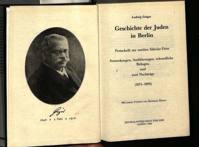 JUD II F1 89 213A : Geschichte der Juden in Berlin (1989)