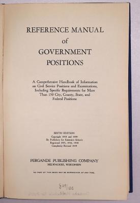 B 345b : Reference Manual of Government Positions (1939)