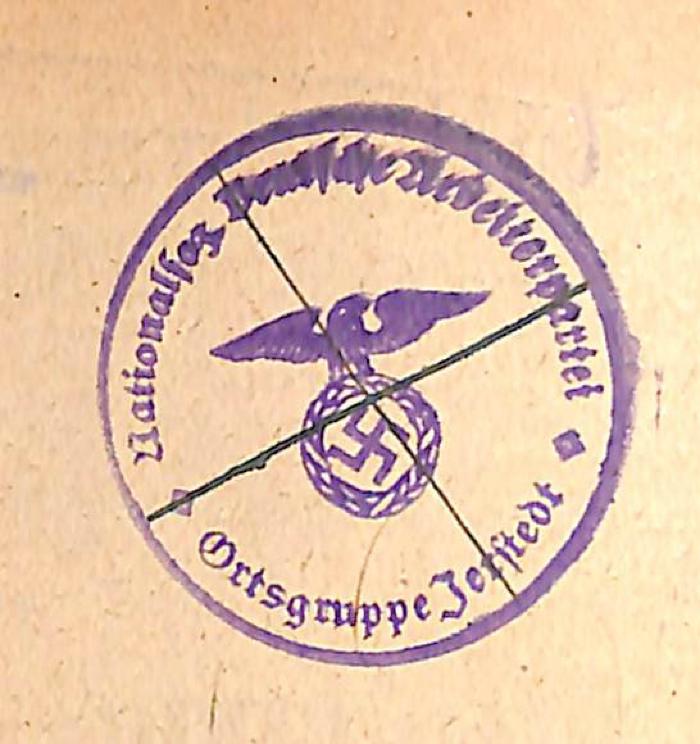 - (Nationalsozialistische Deutsche Arbeiterpartei. Ortsgruppe Jerstedt), Stempel: Name, Ortsangabe; 'Nationalsoz. Deutsche Arbeiterpartei / Ortsgruppe Jerstedt'. 