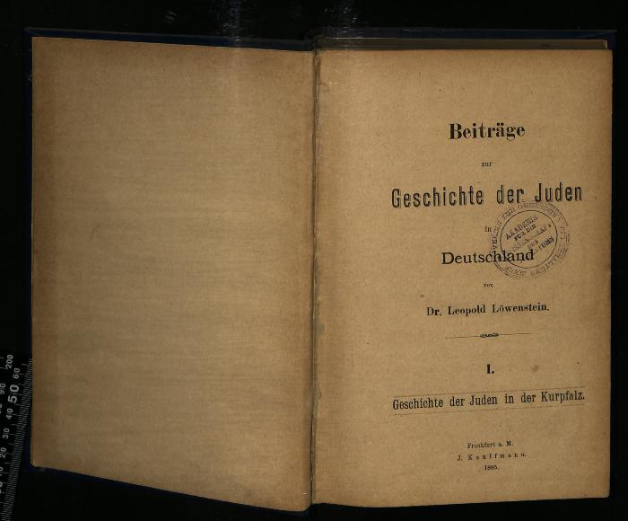 JUD II E5 1874 : Beiträge zur Geschichte der Juden in Deutschland
 (1895)