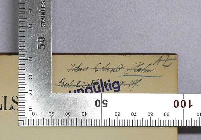 B 84 : Gesellschaftslehre : Hauptprobleme der philosophischen Soziologie (1923);-, Von Hand: Autogramm, Name, Ortsangabe; '[…] Eduard Hahn Berlin, d. 24.[...]1923 v. Vf.'