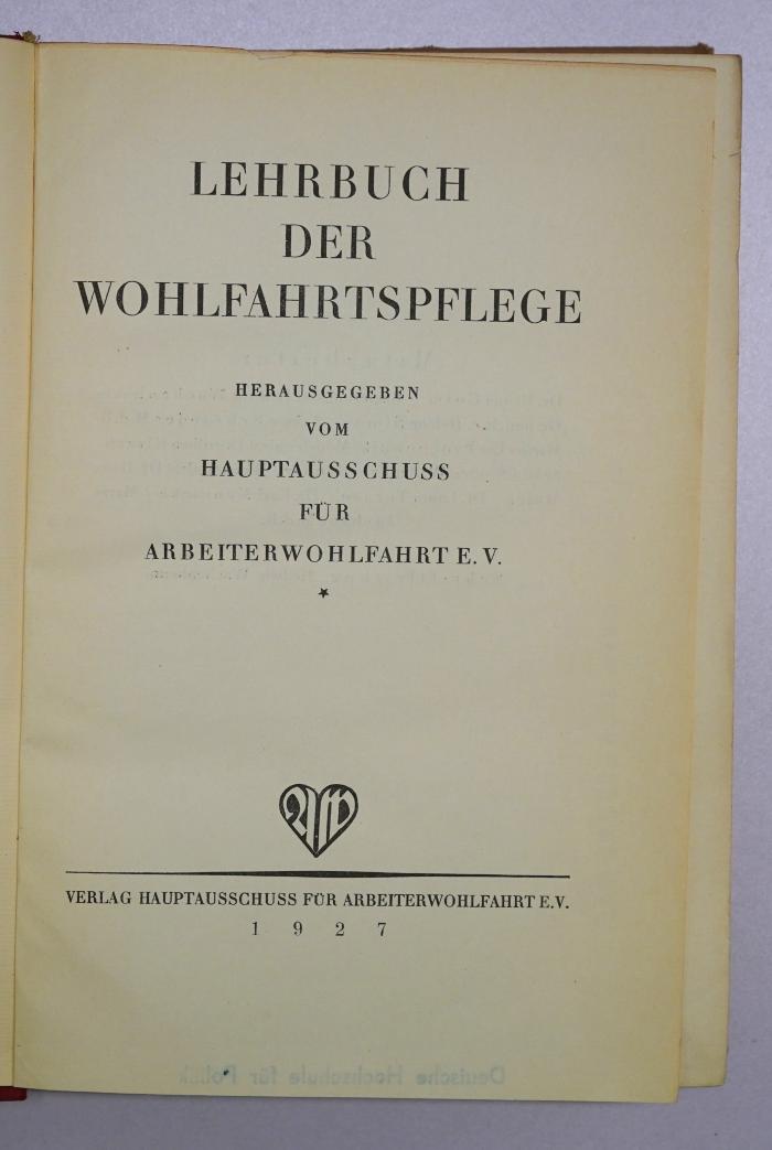 B 4 : Lehrbuch der Wohlfahrtspflege (1927)