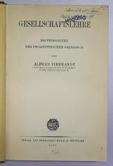 B 84 : Gesellschaftslehre : Hauptprobleme der philosophischen Soziologie (1923)