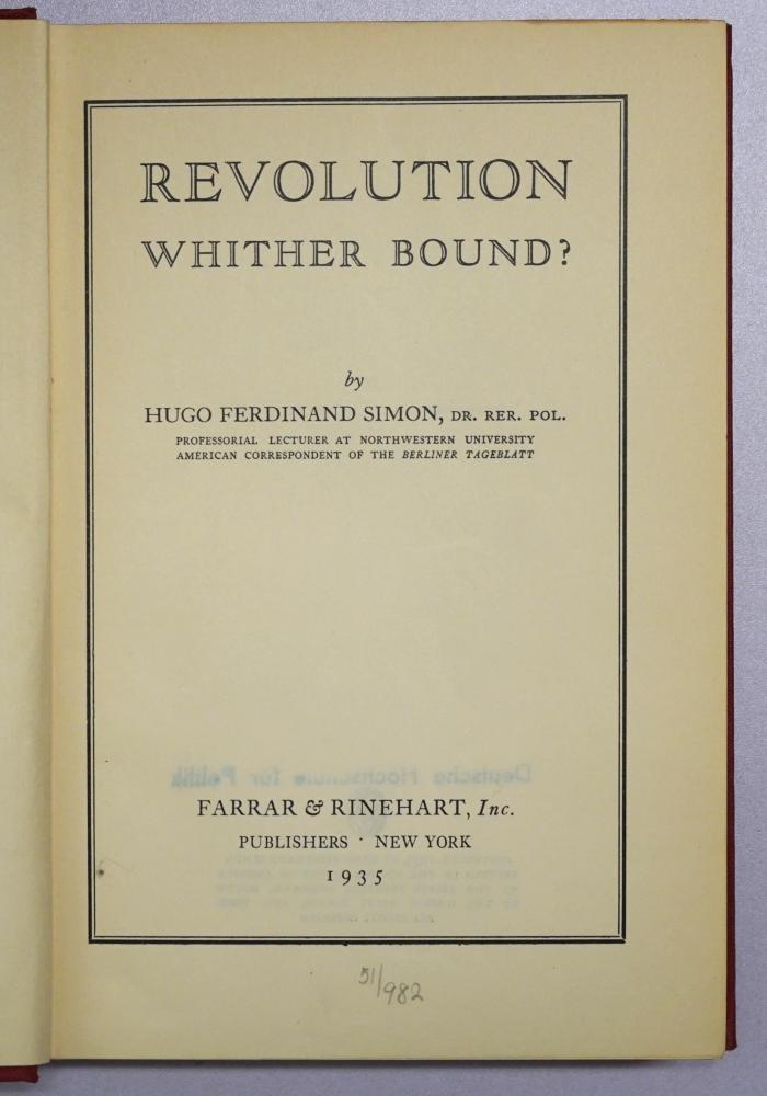 B 79 : Revolution Wither Bound? (1935)