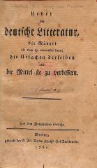 DLIT7742 : Ueber die deutsche Litteratur (1780)