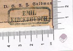 - (Kieckebusch, Emil), Stempel: , ; 'Emil Kieckebusch.'.  (Prototyp)