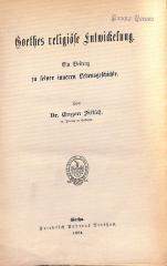 DLIT7704 : Goethes religiöse Entwicklung (1894)