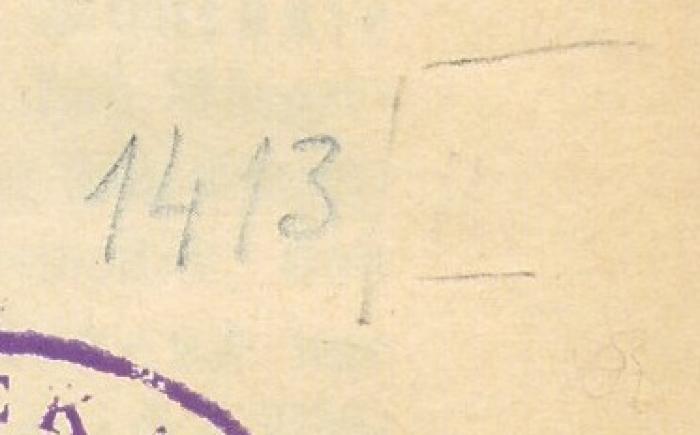 -, Radiert / Rasiert: Nummer; '1413 F'