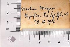 - (Meyer, Martin), Von Hand: Notiz; 'Martin Meyer [nachfolgender Text variierend]'. 