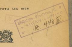 - (Polen. Poselstwo Rzeczypospolitej Polskiej, Rio de Janeiro), Stempel: Inventar-/ Zugangsnummer; 'Bibljoteka Poselstwa R. P. w RIO DE JANEIRO, No. B. 448 / IV'. 