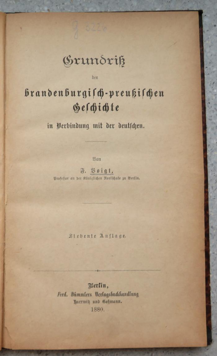 G 3226 : Grundriss der brandenburgisch-preußischen Geschichte in Verbindung mit der deutschen. (1880)