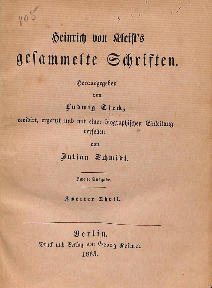 DLIT8091:2 : Heinrich von Kleist's gesammelte Schriften (1863)