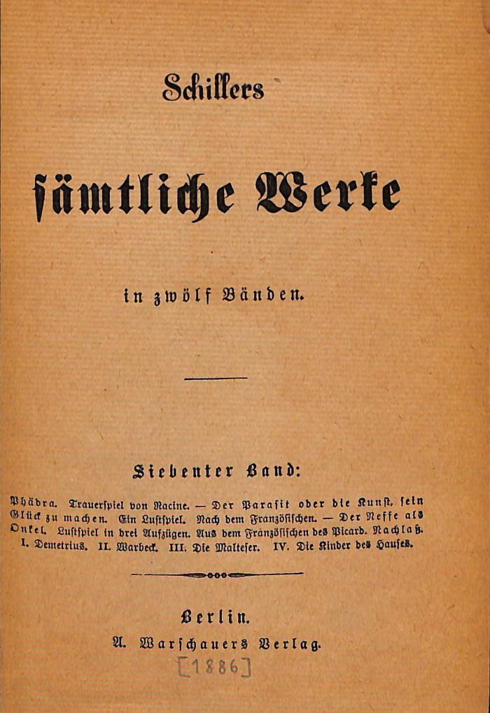 DLIT8069:7/9 : Schillers sämtliche Werke ([1886])