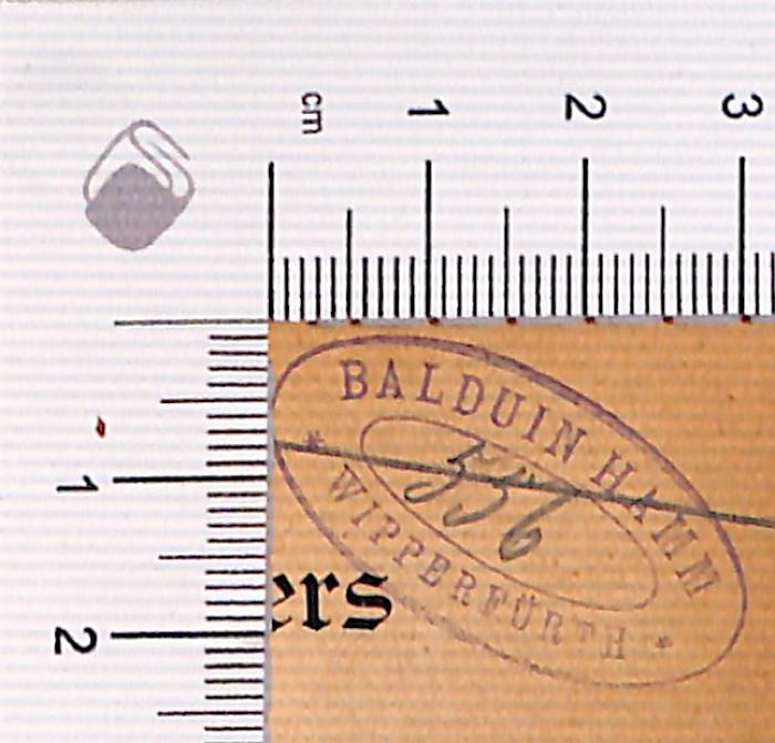 - (Hamm, Balduin), Stempel: ; 'Balduin Hamm Wipperfürth 
'.  (Prototyp)