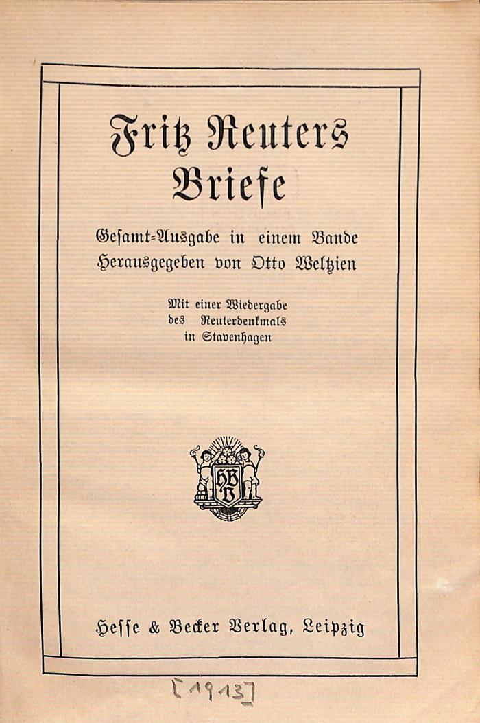 DLIT8098 : Fritz Reuters Briefe ((1913))
