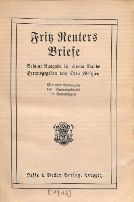 DLIT8098 : Fritz Reuters Briefe ((1913))