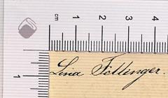 - (Fellinger, Lina), Von Hand: Autogramm; 'Lina Fellinger.'.  (Prototyp)