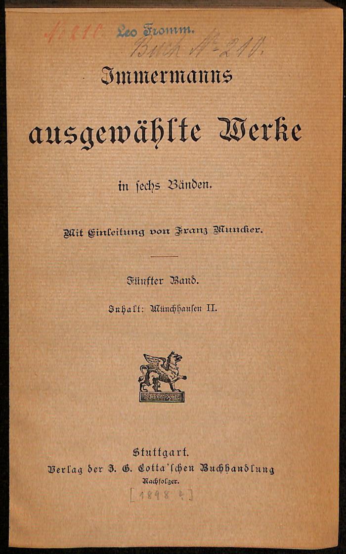 DLIT8269:5 : Immermanns ausgewählte Werke ([1893])