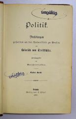 Ig 106-1 : Politik. Vorlesungen. Erster Band. (1897)
