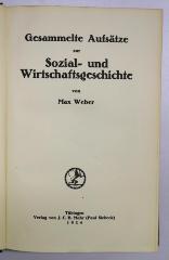 B 139b : Gesammelte Aufsätze zur Sozial- und Wirtschaftsgeschichte (1924)