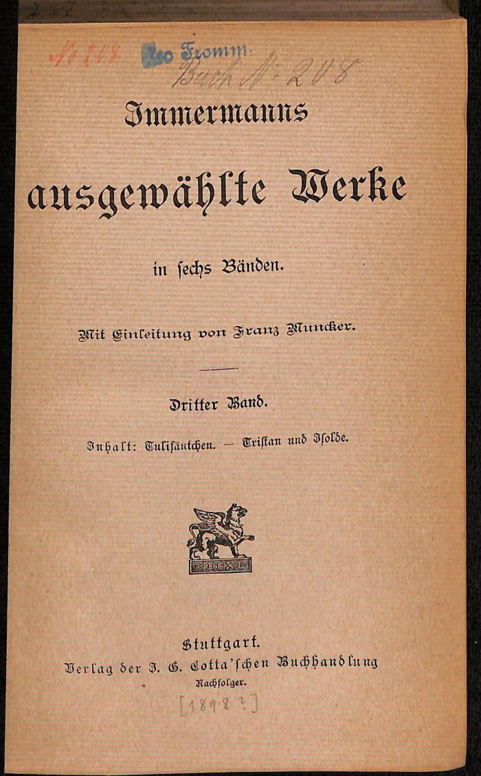 DLIT8269:3 : Immermanns ausgewählte Werke ([1893])