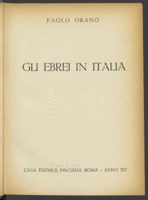 Ey 25182:F8 : Gli ebrei in Italia. (1937)