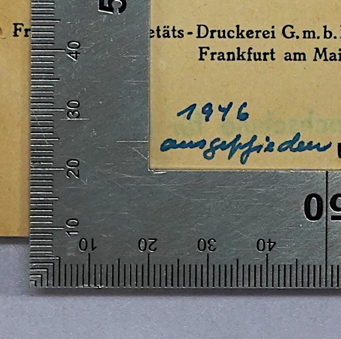 B 98 :  Il fascio : Sinn und Wirklichkeit des italienischen Fascismus (1924);- (Bibliothek der Handels-Hochschule Leipzig), Von Hand: Besitzwechsel; '1946 ausgeschieden'. 