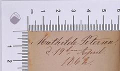 - (Petersen, Mathilde), Von Hand: Autogramm; 'Mathilde Petersen.'.  (Prototyp)