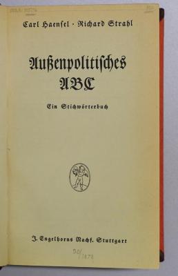 B 792 : Außenpolitisches ABC: ein Stichwörterbuch (1935)