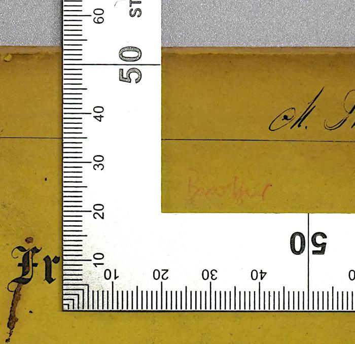 I 609 : Friedrich Gentz und die heutige Politik (1861);-, Von Hand: Autogramm, Nummer; 'Bro[m]er'