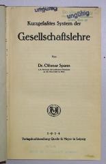 Ba 11 : Kurzgefaßtes System der Gesellschaftslehre (1914)
