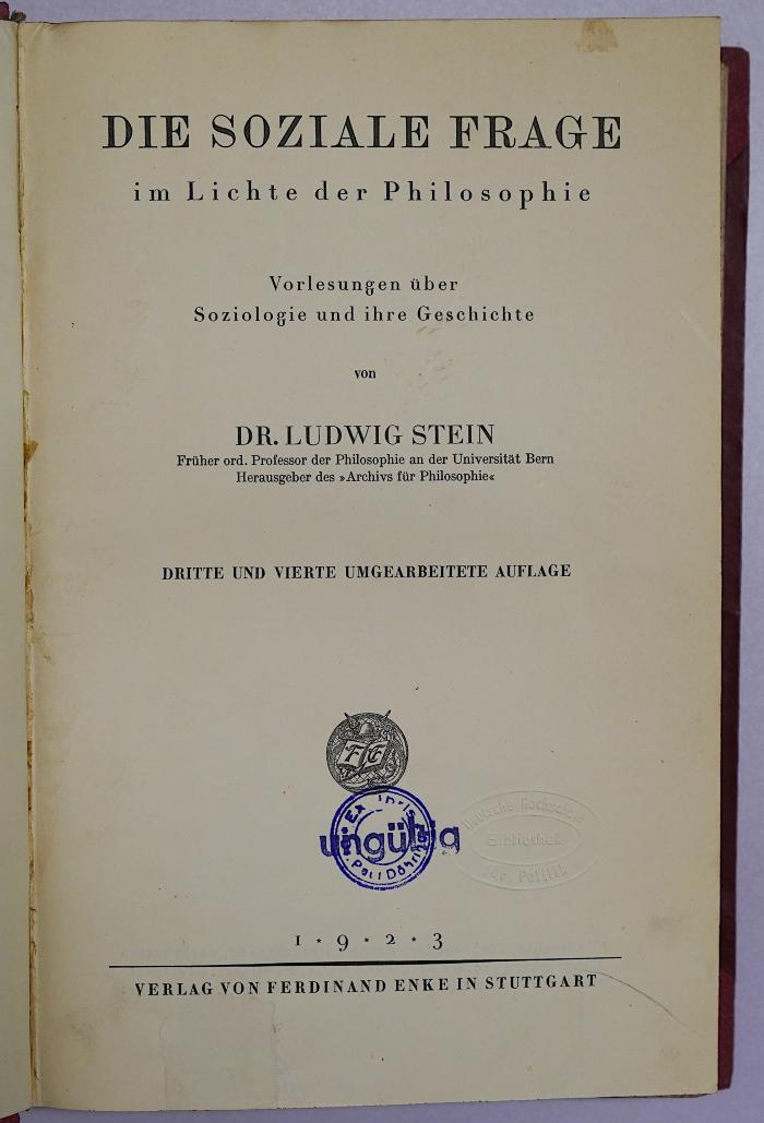 B 728 : Die Soziale Frage im Lichte der Philosophie (1923)