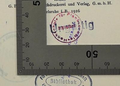 B 709-20a : Ausgewählte Lesestücke zum Studium der politischen Ökonomie. Arbeiter und Maschine (1926);- (Hochschule für Ökonomie Berlin), Stempel: Berufsangabe/Titel/Branche, Name, Ortsangabe; 'Hochschule für Planökonomie Bibliothek'. 