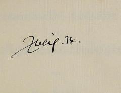 - (Zweig, Konrad;Zweig, Annelise), Von Hand: Autogramm, Name, Datum; 'Zweig 34.'. 