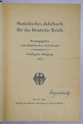 B 897a (1931) : Statistisches Jahrbuch für das Deutsche Reich (1931) (1931)