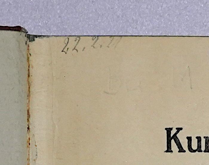 Ba 11 : Kurzgefaßtes System der Gesellschaftslehre (1914);-, Von Hand: Datum; '22.2.21'
