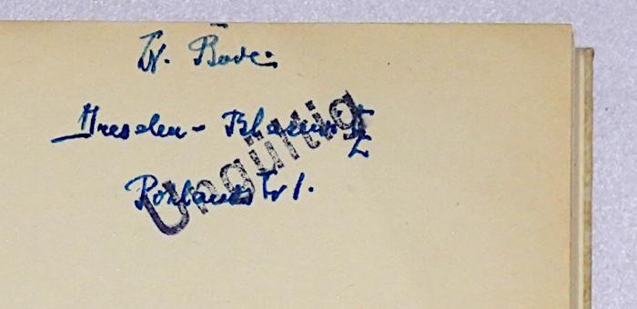 B 479a : Held oder Heiliger (1927);-, Von Hand: Name, Ortsangabe; '[...] Bode, Dresden-Blasewitz, Pohlandstr. 1'