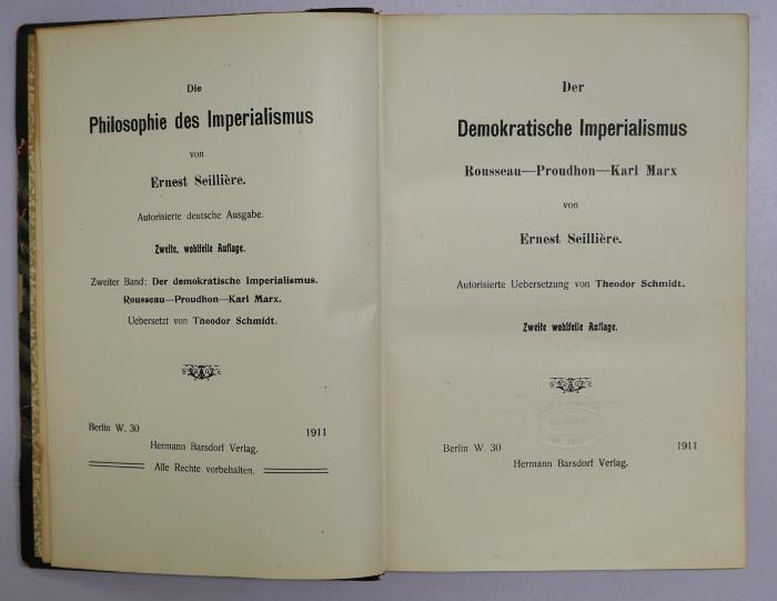 B 784&lt;2&gt; : Der demokratische Imperialismus (1911)