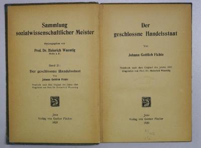 B 823 : Der geschlossne Handelsstaat (um 1920)