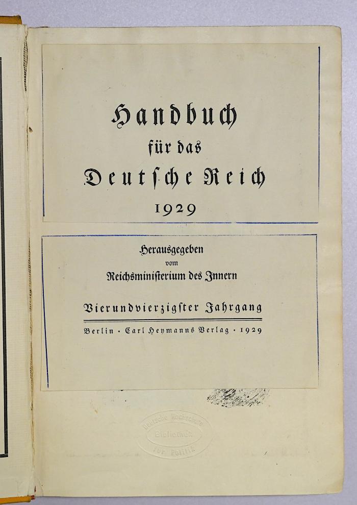 Ba 48 : Handbuch für das Deutsche Reich 1929 (1929)